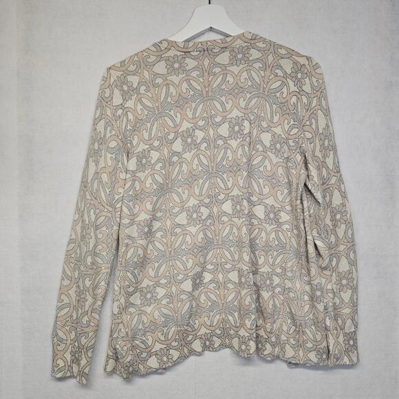 Talbots Beige Metallic Printed Soft Cardigan Sweater - Picture 7 of 7